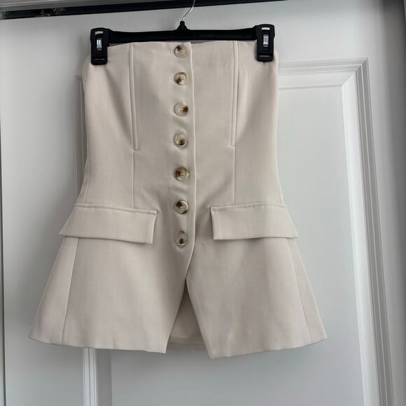NWT Edit by Nine Cream Suit Strapless Tube Top XS Office Minimalist Corpcore - Picture 1 of 9